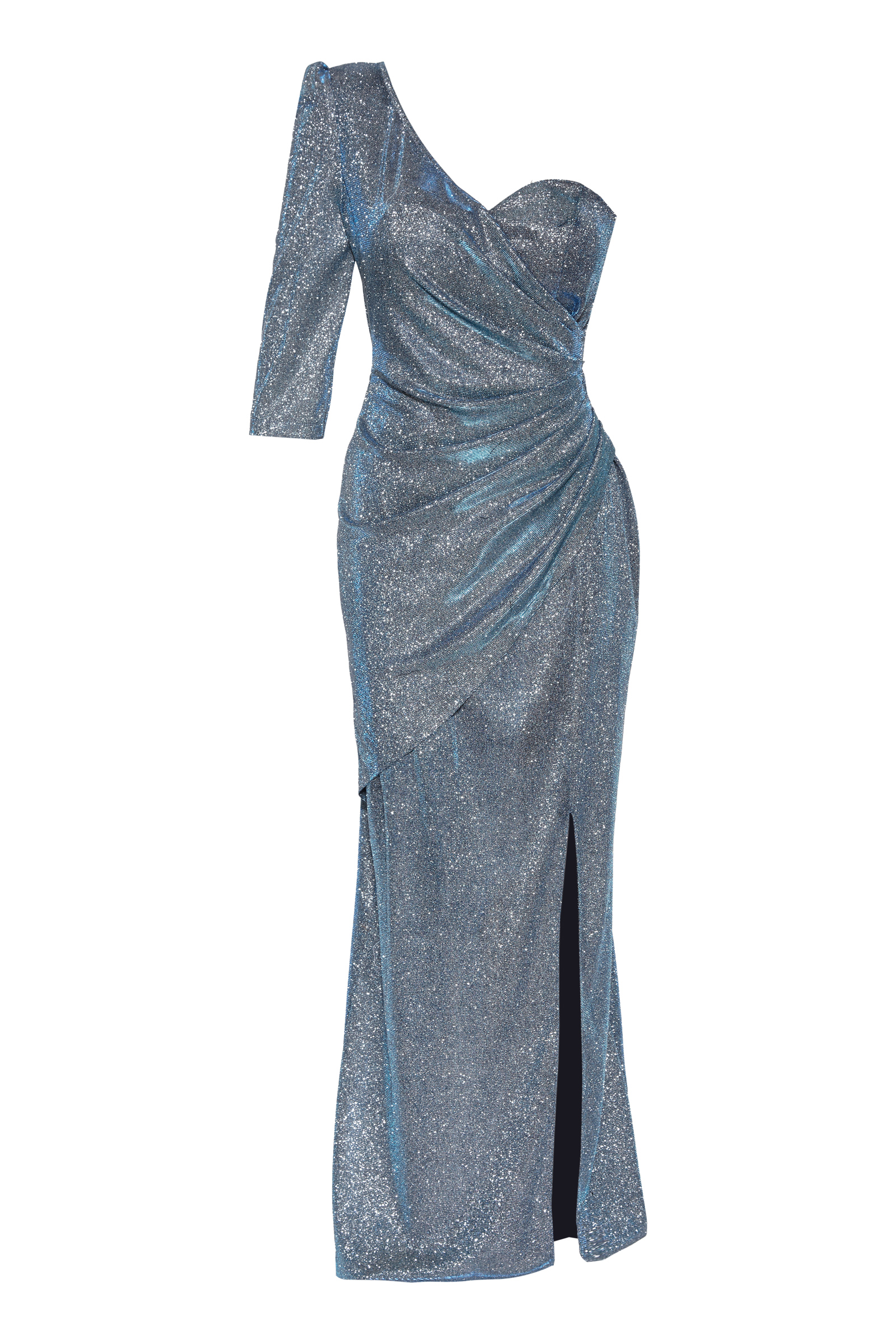 Blue Plus Size Glare One Arm Maxi Dress